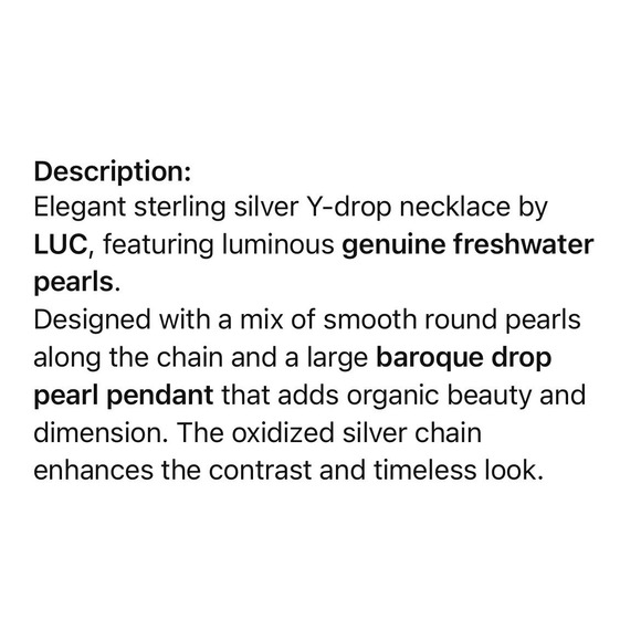 LUC 925 Sterling Silver Y Drop Necklace w/ Real‎ Freshwater & Baroque Pearls 20" - Picture 8 of 8